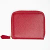 Small Ruby Red Hammered Leather Wallet