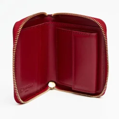 Small Ruby Red Hammered Leather Wallet
