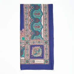 Soft Blue And Green Wool Stole - Floral Pattern