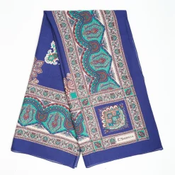 Soft Blue And Green Wool Stole - Floral Pattern