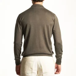 Taupe Cashmere And Silk Polo Shirt