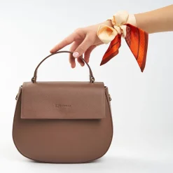 Taupe Smooth Leather Cleo Bag