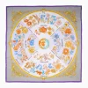 Violet And Taupe Silk Scarf 90 - The Wheel Of Seasons
