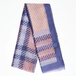 Violet Cashmere And Silk Stole - Tartan Pattern