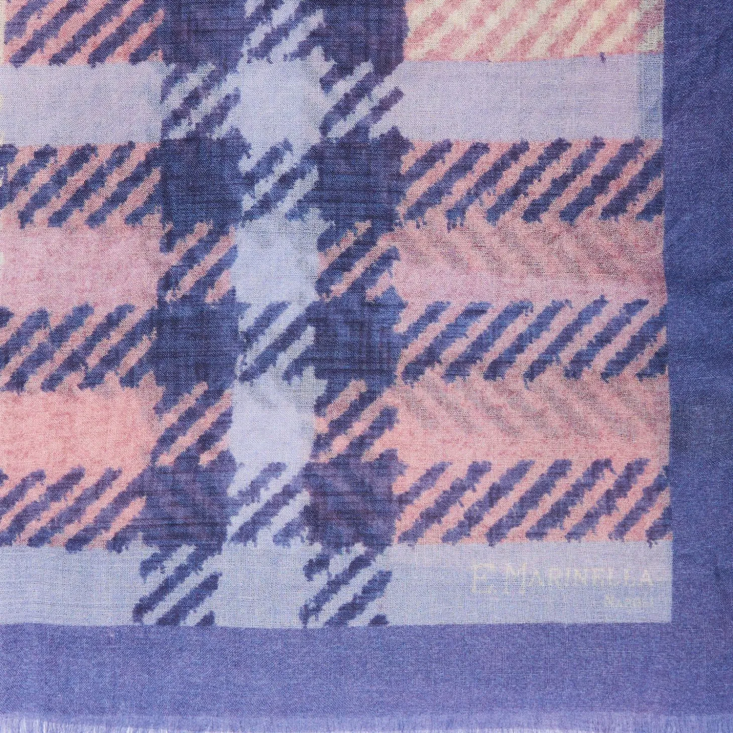Violet Cashmere And Silk Stole - Tartan Pattern