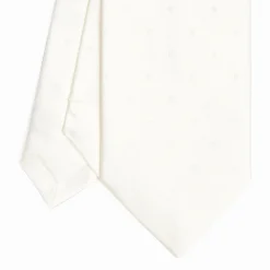 White Cerimonial Silk Satin Tie Polka Dot Pattern