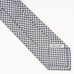 White Extra Long Sartorial Silk Tie - Small Flower Pattern