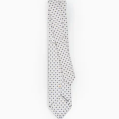 White Extra Long Sartorial Silk Tie - Small Flower Pattern