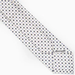 White Extra Long Sartorial Silk Tie - Small Flower Pattern