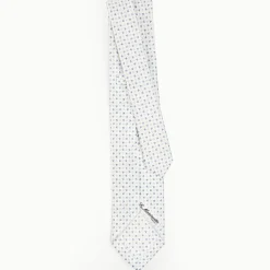 White 9 Fold Sartorial Silk Tie Small Flower Pattern