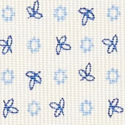 White 9 Fold Sartorial Silk Tie Small Flower Pattern