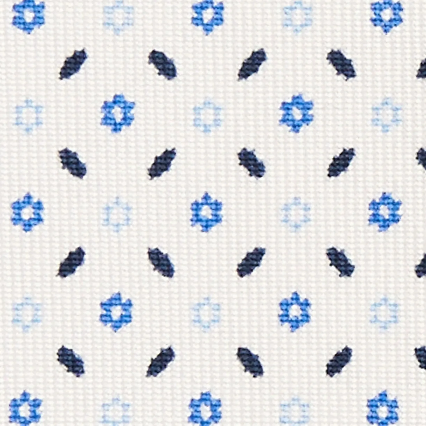 White 9 Fold Sartorial Silk Tie Small Flower Pattern