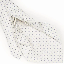 White 9 Fold Sartorial Silk Tie Small Flower Pattern