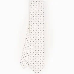 White 9 Fold Sartorial Silk Tie Small Flower Pattern
