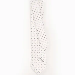 White 9 Fold Sartorial Silk Tie Small Flower Pattern