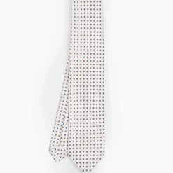 White 9 Fold Sartorial Silk Tie Small Flower Pattern