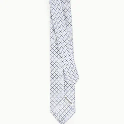 White 5 Fold Sartorial Silk Tie - Small Flower Pattern
