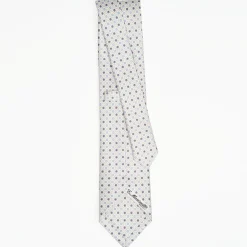 White Sartorial Classic Silk Tie Small Flower Pattern