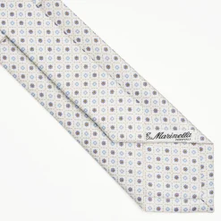 White Sartorial Classic Silk Tie Small Flower Pattern