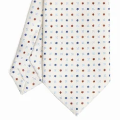 White Sartorial Classic Silk Tie - Small Flower Pattern
