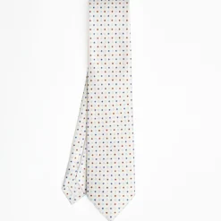 White Sartorial Classic Silk Tie - Small Flower Pattern