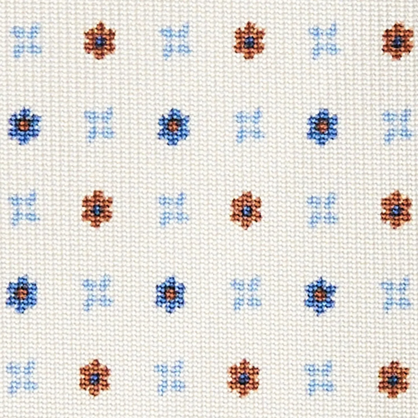 White Sartorial Classic Silk Tie - Small Flower Pattern