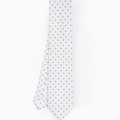 White Sartorial Classic Silk Tie - Small Flower Pattern
