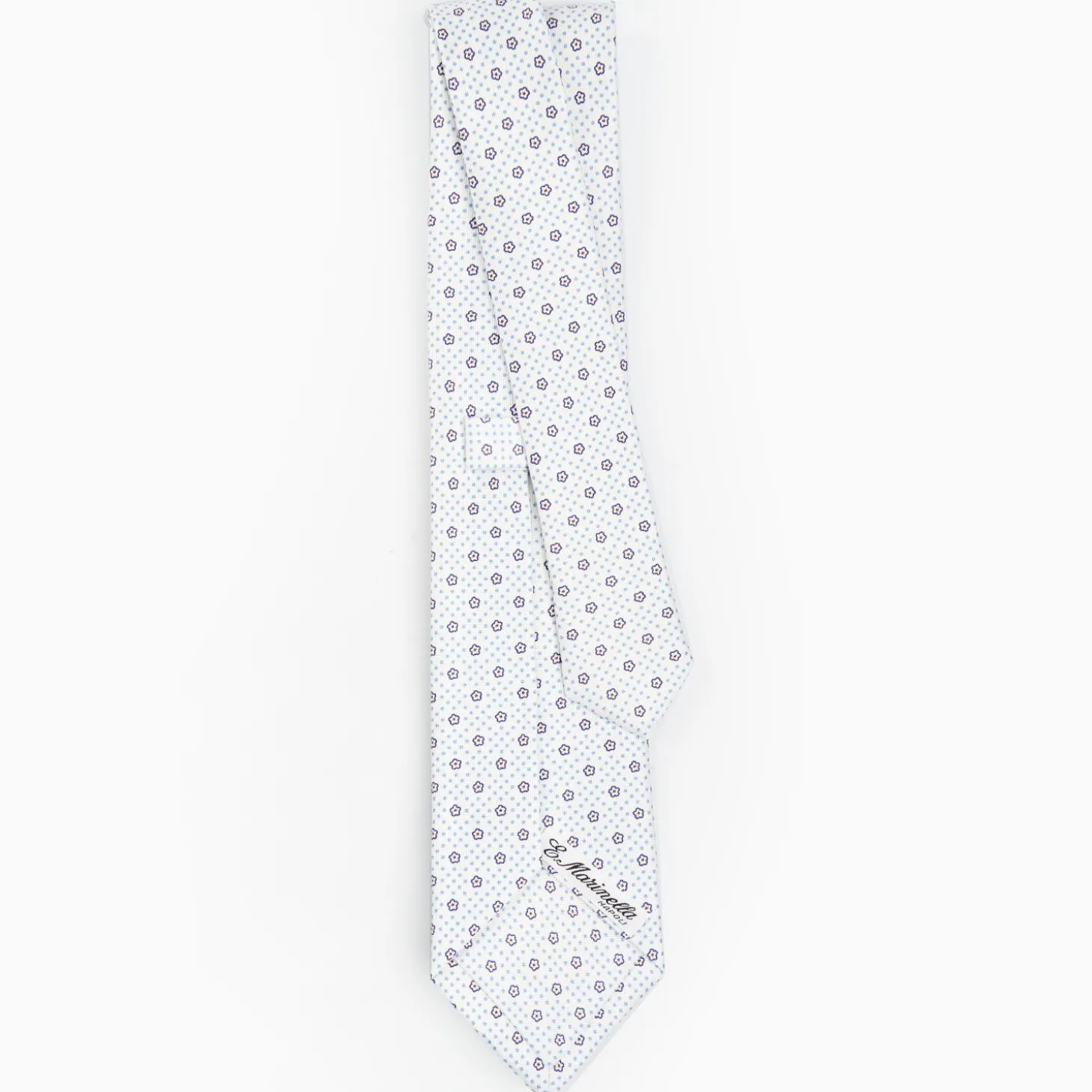 White Sartorial Classic Silk Tie - Small Flower Pattern