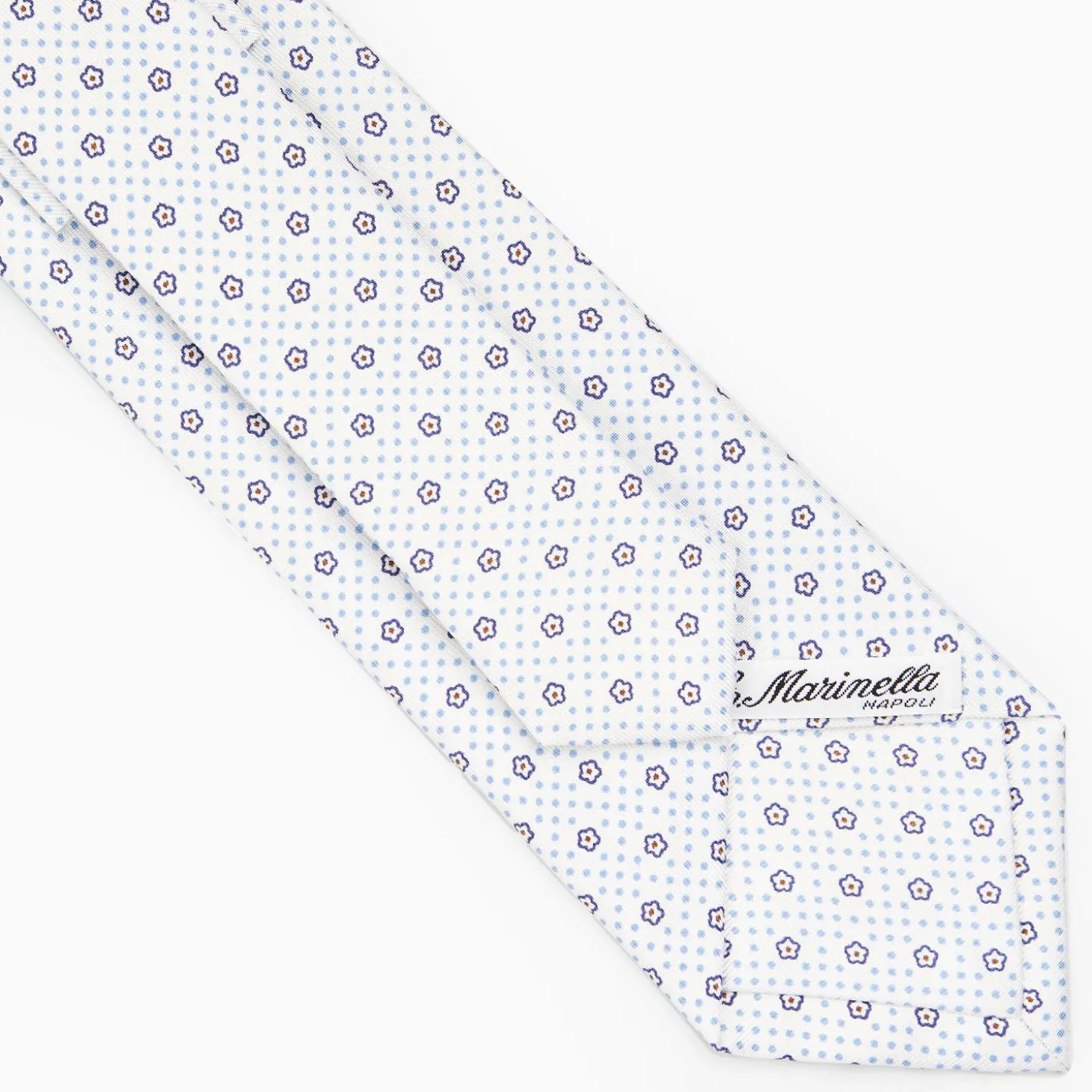 White Sartorial Classic Silk Tie - Small Flower Pattern