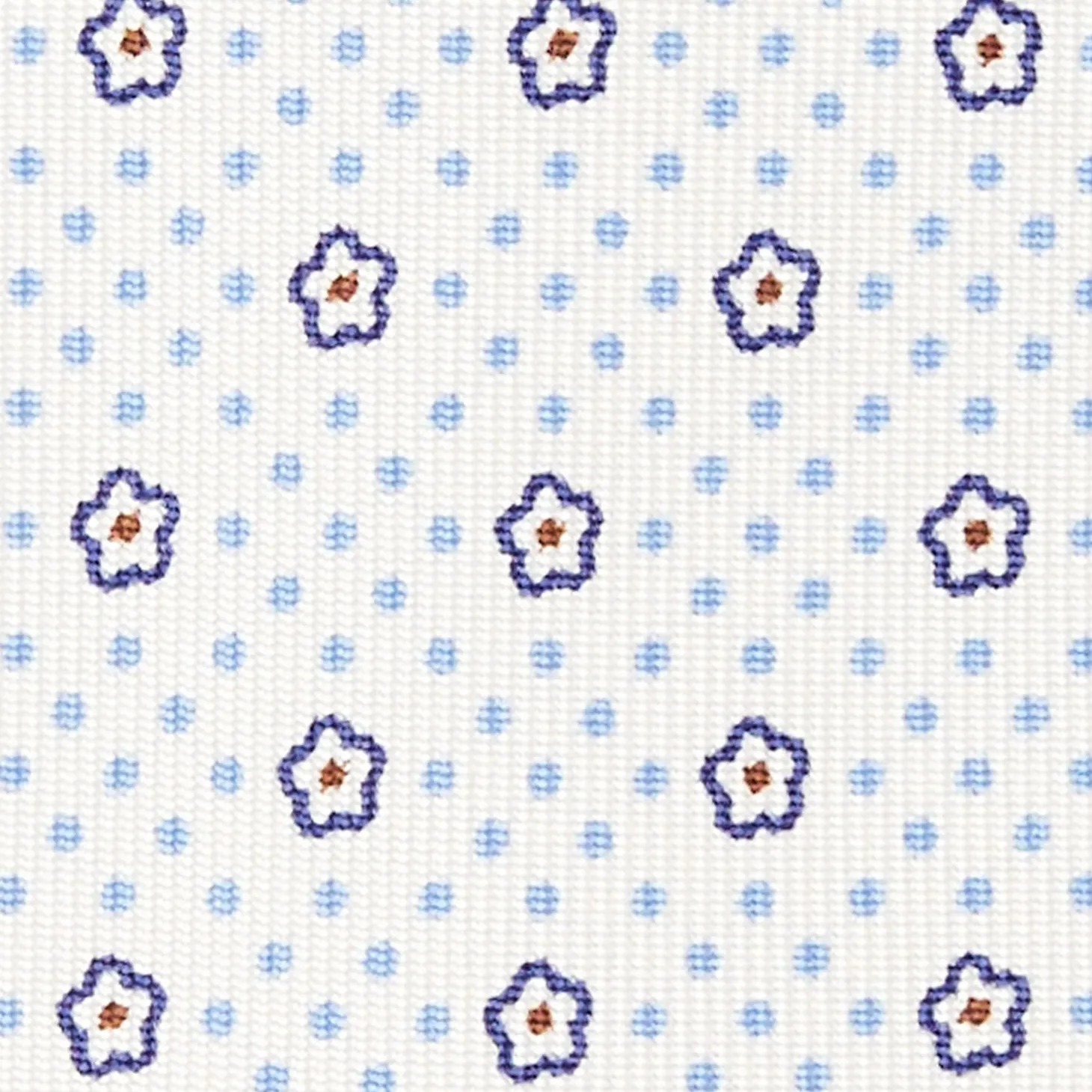 White Sartorial Classic Silk Tie - Small Flower Pattern