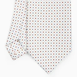 White Sartorial Classic Silk Tie - Small Flower Pattern