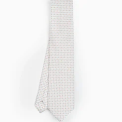 White Sartorial Classic Silk Tie - Small Flower Pattern