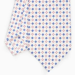 White Sartorial Classic Silk Tie - Small Flower Pattern