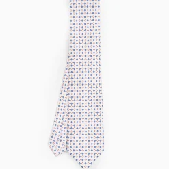 White Sartorial Classic Silk Tie - Small Flower Pattern