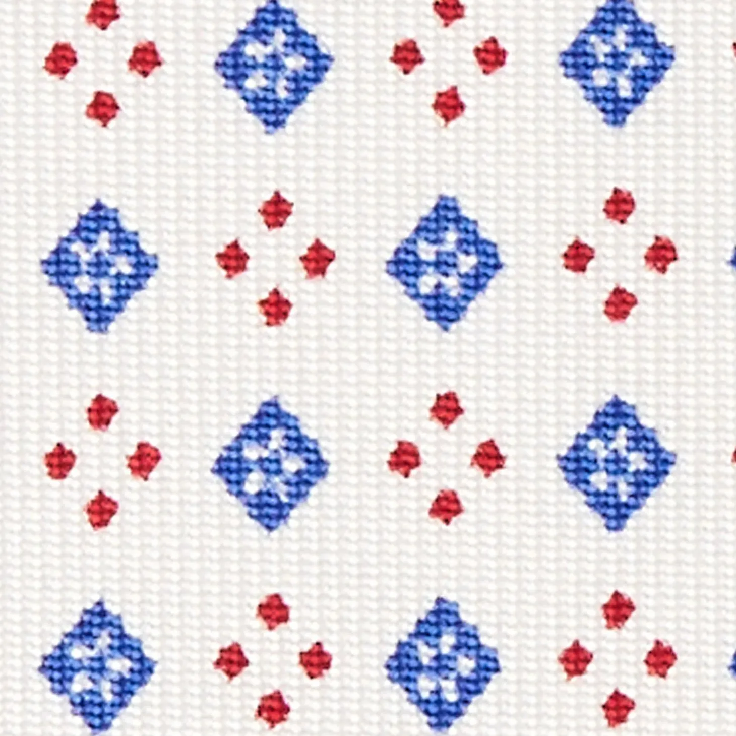 White Sartorial Classic Silk Tie - Small Flower Pattern