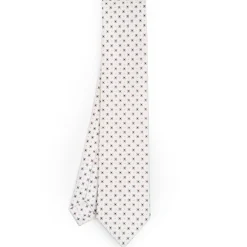 White Sartorial Classic Silk Tie - Small Flower Pattern