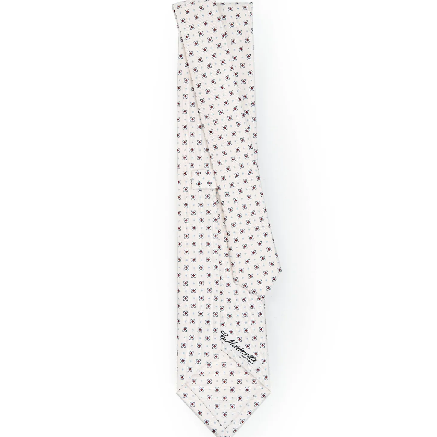 White Sartorial Classic Silk Tie - Small Flower Pattern