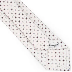 White Sartorial Classic Silk Tie - Small Flower Pattern