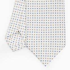 White Sartorial Classic Silk Tie - Small Flower Pattern