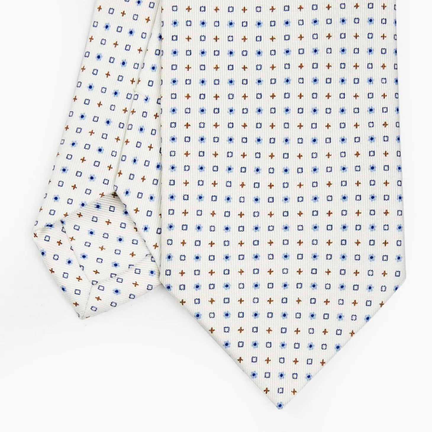White Sartorial Classic Silk Tie - Small Flower Pattern