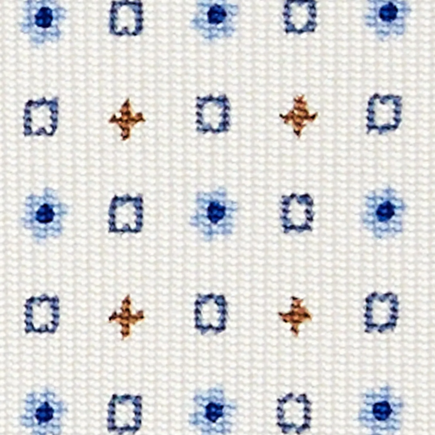 White Sartorial Classic Silk Tie - Small Flower Pattern