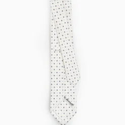 White Sartorial Classic Silk Tie - Small Flower Pattern