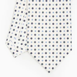 White Sartorial Classic Silk Tie - Small Flower Pattern