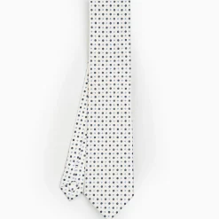 White Sartorial Classic Silk Tie - Small Flower Pattern