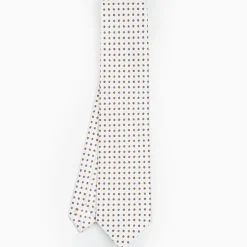 White Sartorial Classic Silk Tie - Small Flower Pattern