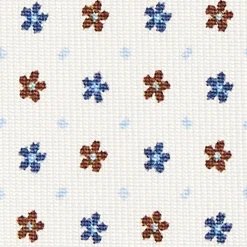 White Sartorial Classic Silk Tie - Small Flower Pattern
