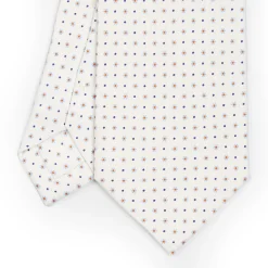 White Sartorial Classic Silk Tie - Small Flower Pattern