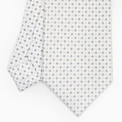 White Sartorial Classic Silk Tie - Small Flower Designs