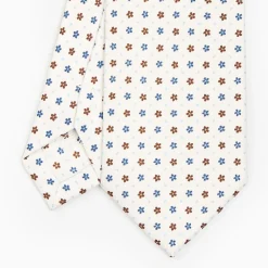 White Sartorial 7 Cm Silk Tie - Small Flower Pattern
