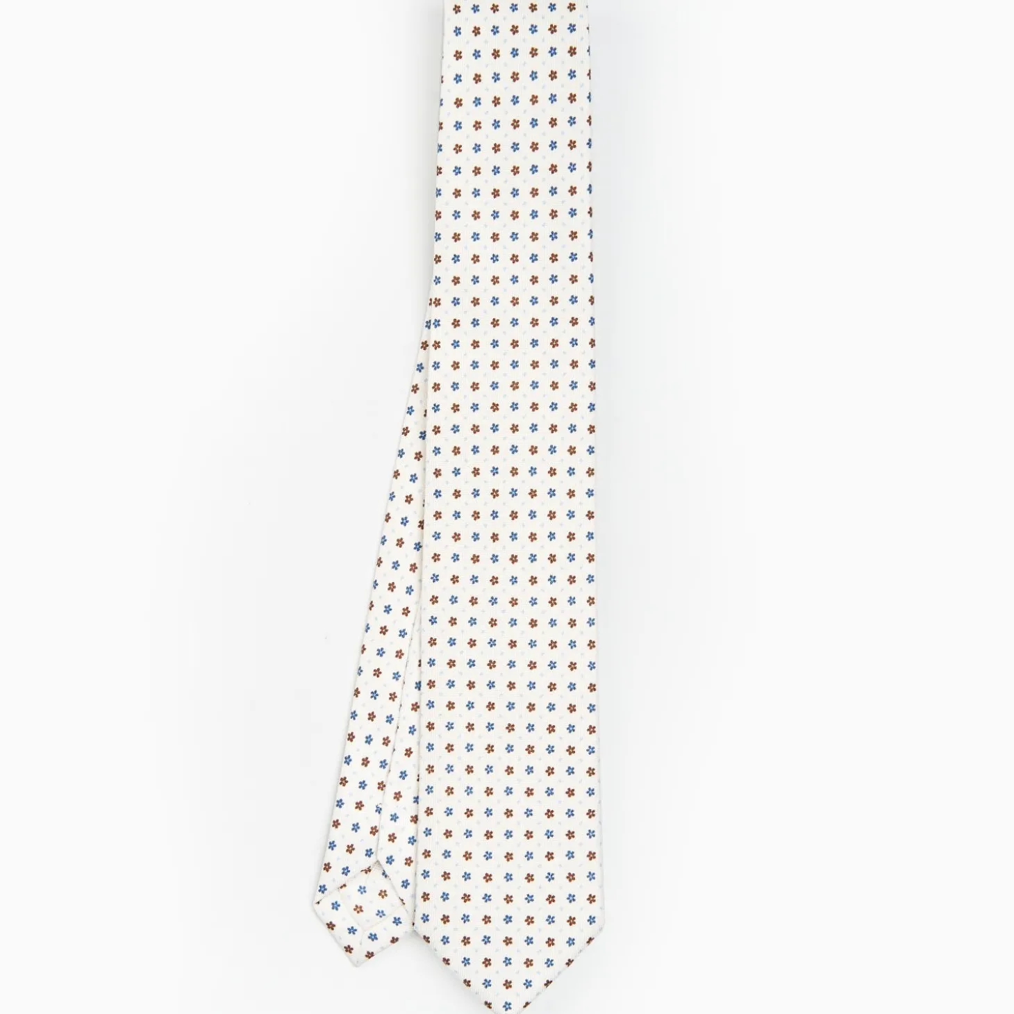 White Sartorial 7 Cm Silk Tie - Small Flower Pattern